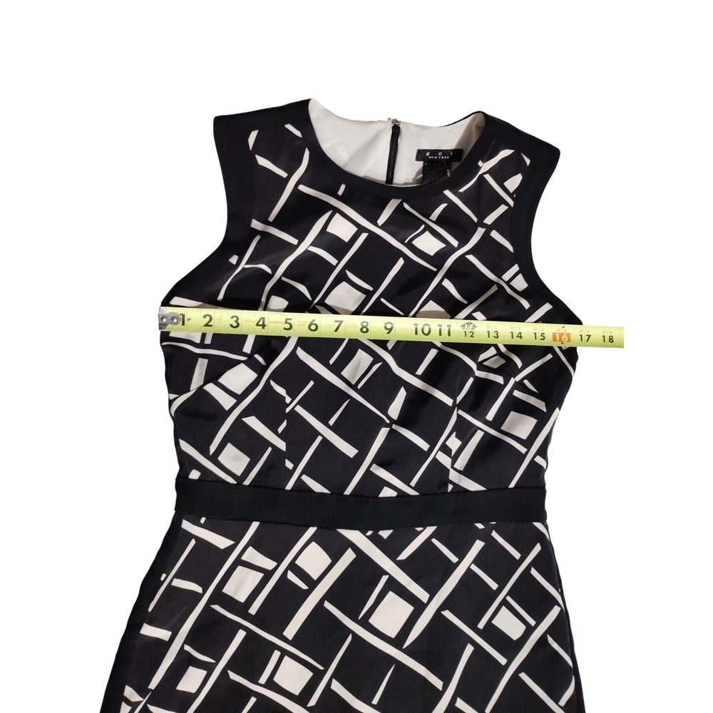 Enzo New York Black White Geometric Sheath Dress Women Size 4 Knee Length - Picture 3 of 11